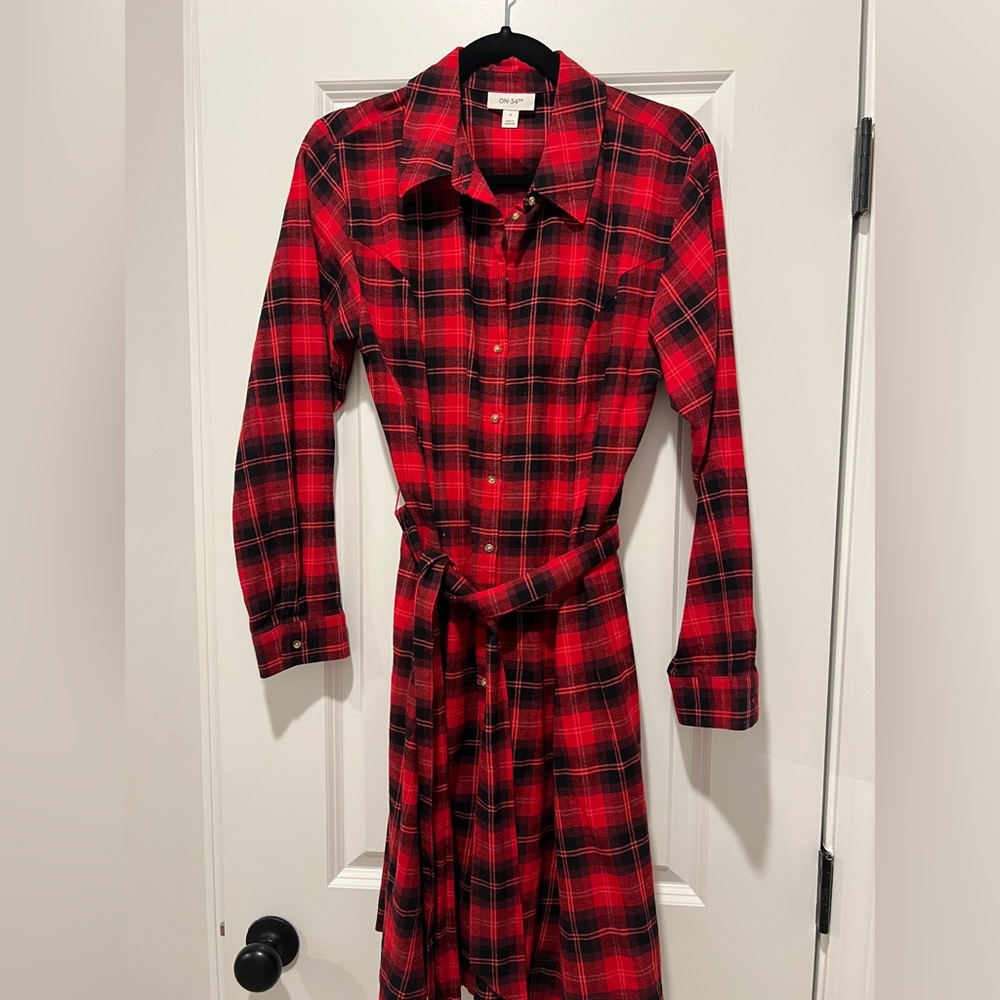 On 34th Cotton Flannel Plaid Dress